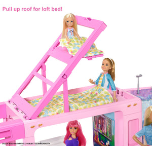 Barbie 3-In-1 Dreamcamper Vehicle With Pool Truck Boat And 50 Accessories